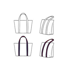 Hand Drawn Of Blank White With Stripe Straps Tote