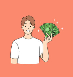 Smiling Man With Money Stack