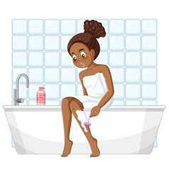 African American Teenage Girl Shaving Leg Hair