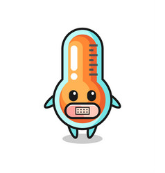 Cartoon Thermometer With Tape On Mouth