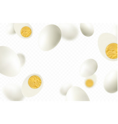 Flying Hard Boiled Eggs Isolated On White