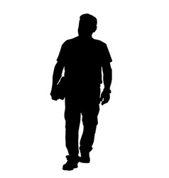 Silhouette Of A Walking Man With A Bag On His