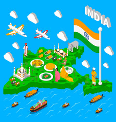 India Map Touristic Isometric Poster