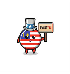 Malaysia Flag Cartoon As Uncle Sam Holding