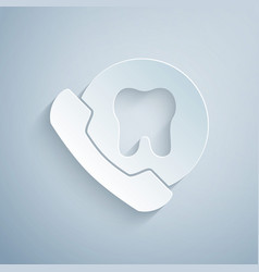 Paper Cut Online Dental Care Icon Isolated On Grey