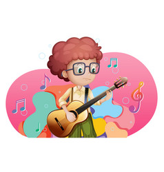 A Boy Playing Guitar Cartoon