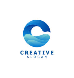 C Letter And Wave Creative Logo