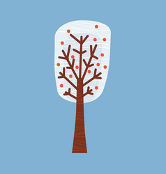 Winter tree decorate stylized snow naked Vector Image