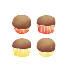 Hand Drawn Of Watercolor Banana Cupcakes