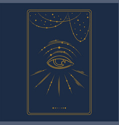 Tarot Aesthetic Golden Card With The Third Eye