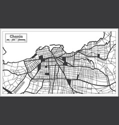 Chania Greece City Map In Black And White Color