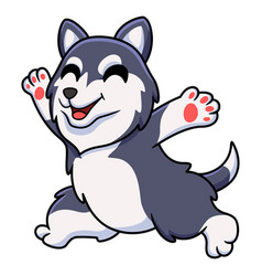 Cute Siberian Husky Dog Cartoon Running