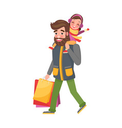 Father Carrying Young Daughter On Shoulders Parent