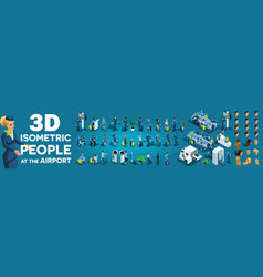 Large Set Of Isometric 3d People At The Airport