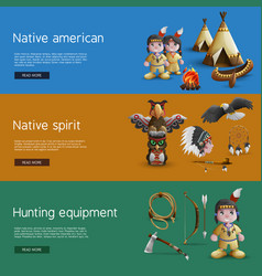 Native American Banners With National Attributes