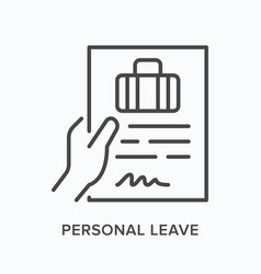 Personal Leave Flat Line Icon Outline