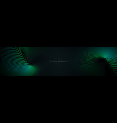 Dark Abstract Background With Glowing Green Wavy