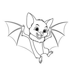 Little Fruit Bat Cartoon Animal Bw