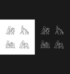 Parental Involvement Linear Icons Set For Dark