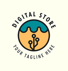 Digital Store Vintage Style Logo With Emblem Flat