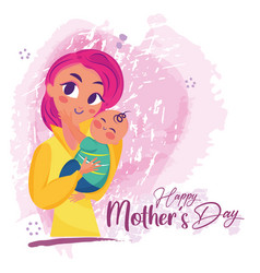 Happy Woman Character Holding A Baby Mother Day