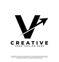 Initial Letter V Artistic Creative Arrow Up Shape