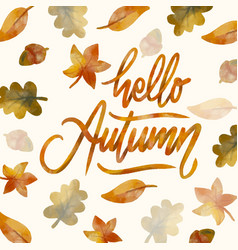 Watercolor Hello Autumn Lettering Design