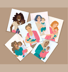 Cards With Diverse Mothers Holding Their Babies