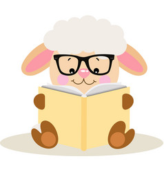 Cute Sheep Sitting Reading A Book