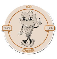 Ice Cream 70s Retro Groovy Logo