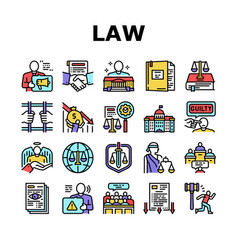 Law Notary Advising Collection Icons Set