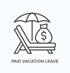 Paid Vacation Flat Line Icon Outline