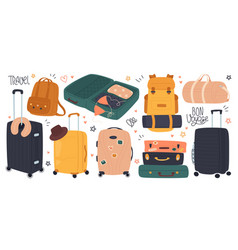 Travel Bags And Suitcases Flat Set