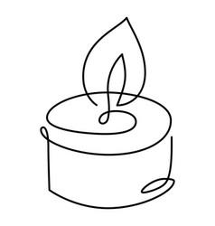 Hand Drawn Christmas One Line Burning Candle