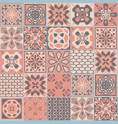 Pink Square Seamless Pattern Spanish Tiles