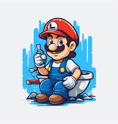 Cartoon Plumber With A Pipe In His Hand