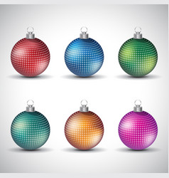 Colorful Glossy Christmas Balls With Small Dots