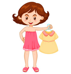 Girl Picking Up Dress On White Background