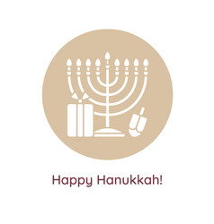 Happy Chanukah Holiday Greeting Card With Glyph