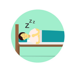 Flat Young Man Wear Night Suit Sleep With Pillow