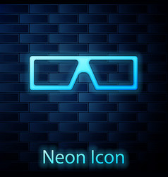 Glowing Neon 3d Cinema Glasses Icon Isolated On