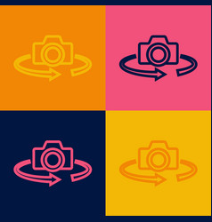 Pop Art Line 360 Degree View Icon Isolated