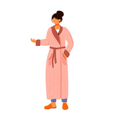 Woman In Pastel Bathrobe Flat Color Pink