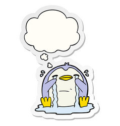 Cartoon Crying Penguin And Thought Bubble