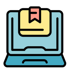 Laptop Online Store Icon Flat