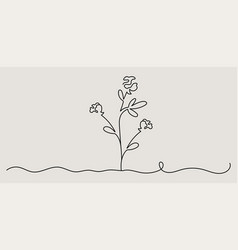 Line Art Elegant Flower Bann