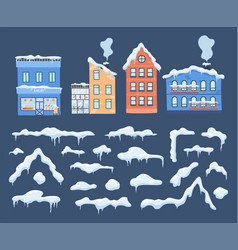 Snow Cap With Buildings Set