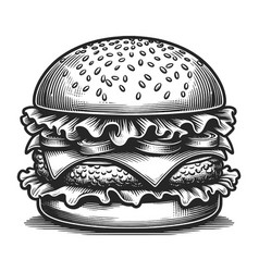 Classic Cheeseburger Engraving Sketch