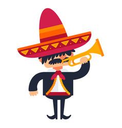 Mariachi Playing Trumpet Cartoon