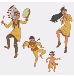 Native Americans Dancing Indian Family